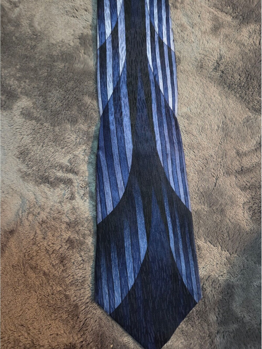 Cocktail Collection Men's Silk Tie Blue and Black Striped